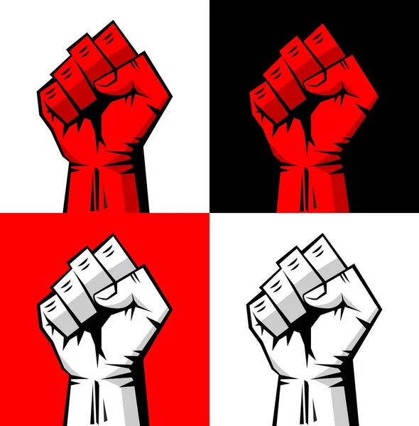 男性の手を拳 プロレタリア革命の象徴 戦いの兆候 イラスト ベクター — ストックベクタ