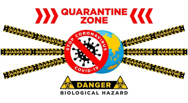 Coronavirus Warning Sign Triangle Warning Tape Stop Coronavirus Covid Biohazard — Stock Vector