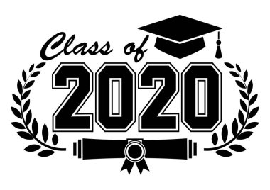 2020 Harf Sınıfı tebrik kartı, davetiye. Mezuniyet tasarımı, kutlama etkinliği, tişört, parti, lise ya da üniversite mezuniyeti metni. Görüntü, vektör