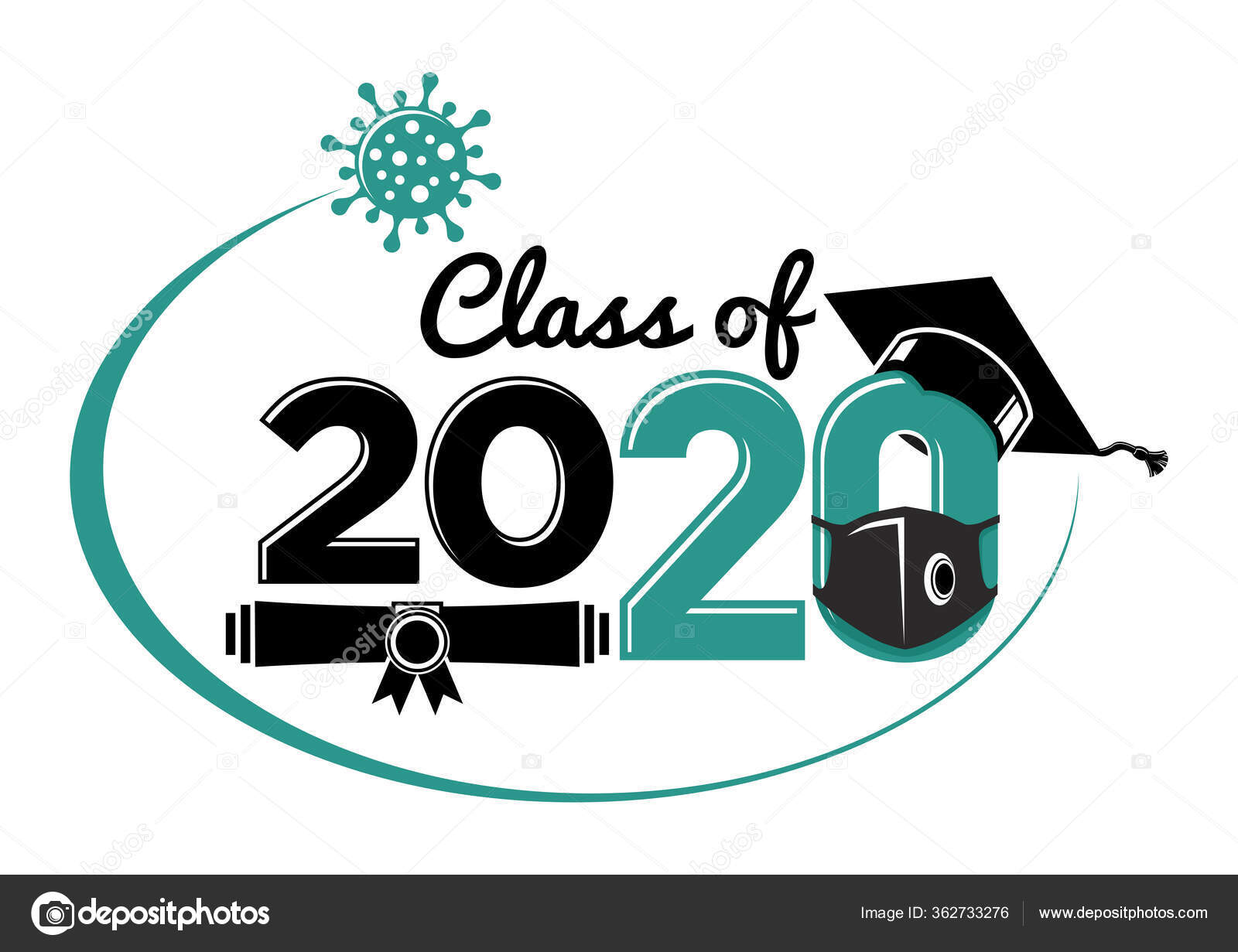 Class 2020 Quarantine Lettering Greeting Invitation Card Text