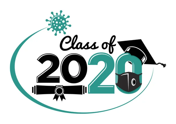 Klasa 2020 Podczas Kwarantanny List Powitalny Zaproszenie Tekst Projektowania Ukończenia — Wektor stockowy