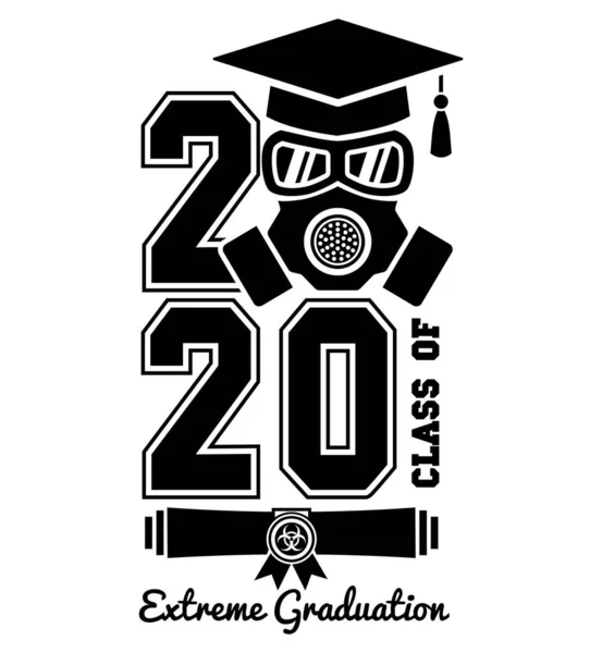 2020 Quarantaine Fête Graduation Extrême Diplômé Respirateur Lunettes Concept Pour — Image vectorielle