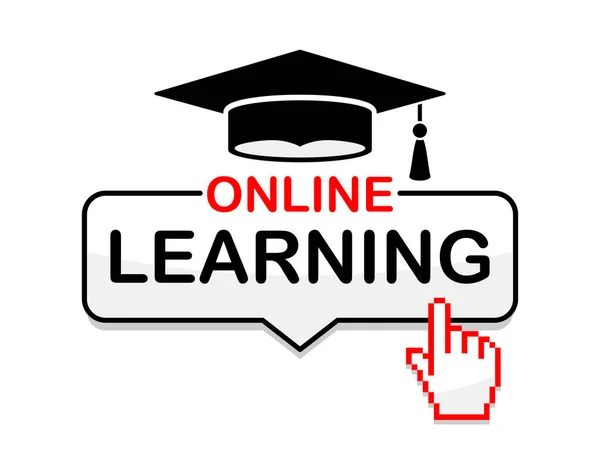 Online Učení Reklama Internetové Vzdělávání Školení Plochý Designový Odznak Ikona — Stockový vektor