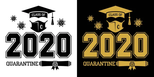 Class 2020 Quarantine Lettering Greeting Invitation Card Text Graduation Design — Stock Vector
