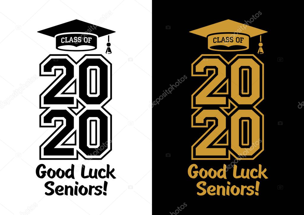 Class of 2020 . The concept of designing congratulations for seniors graduates of the school. T-shirt design. Vector