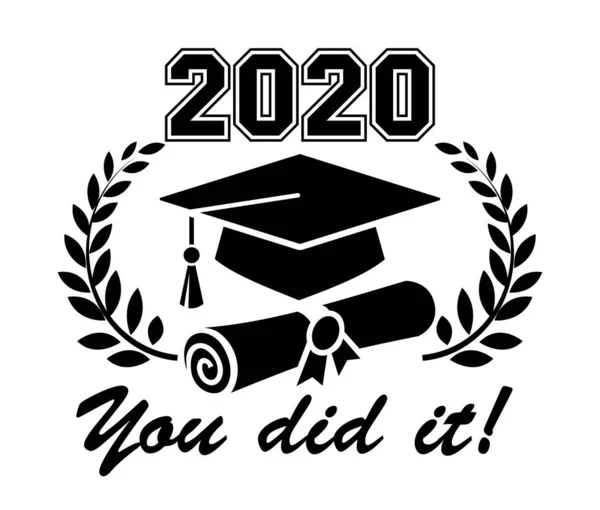 2020 Class Graduate Cap Diploma Congratulations You Did Flat Simple — Stock Vector