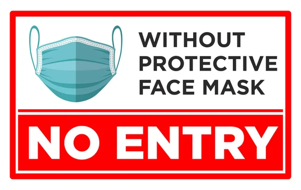 Warning Red Sign Front Door Obligatory Use Protective Face Mask — Stock Vector