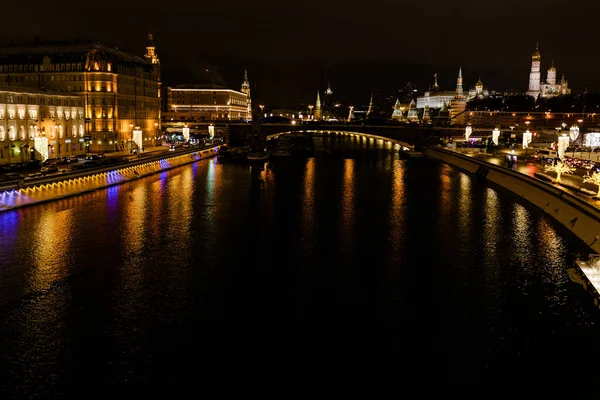 Moscow River Warm Winter Night — Stock Photo, Image