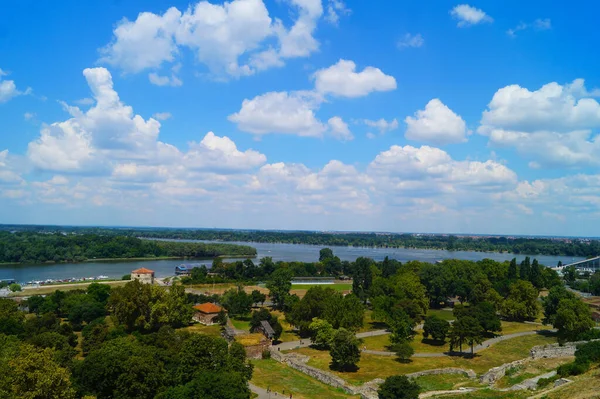 Vista Sul Danubio Parco Kalemegdan Belgrado Serbia — Foto Stock