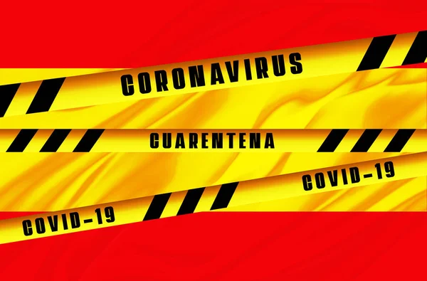 Flag of Spain on quarantine with coronavirus covid-19 — Stock Photo, Image