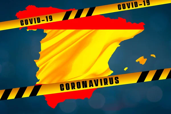 Spanish map vs coronavirus covid-19 — стокове фото