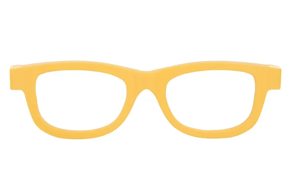 Yellow plastic glasses isolated on a white background seen from the front — Stock Photo, Image