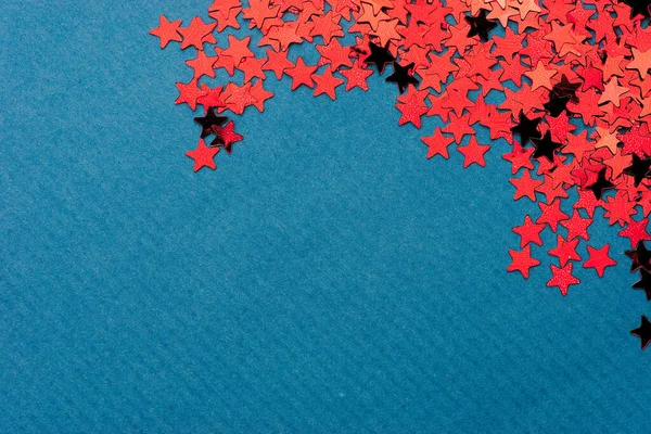 Achtergrond Bestaande Uit Kleine Heldere Sterren Blauwe Papieren Achtergrond Voor — Stockfoto