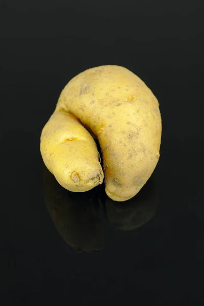 Deformed Organic Potato Macro Black Background — Stock Photo, Image