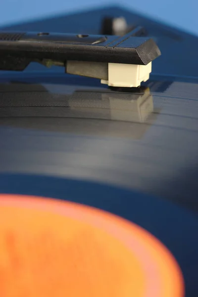 Vinile Giradischi Macro Primo Piano Della Testa Del Braccio — Foto Stock