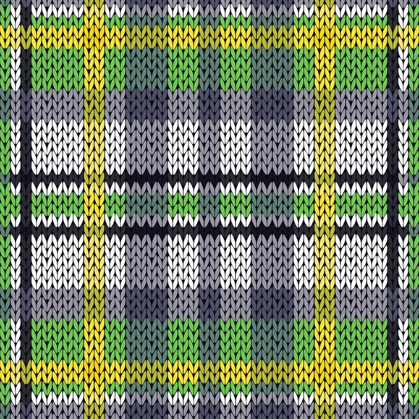 Tricot sans couture dans les tons vert, blanc, jaune et gris — Image vectorielle