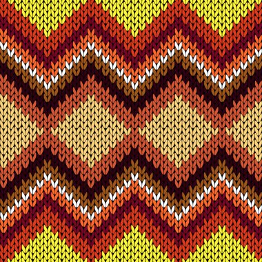 Sıcak tonlarda örgü dikişsiz zikzak deseni