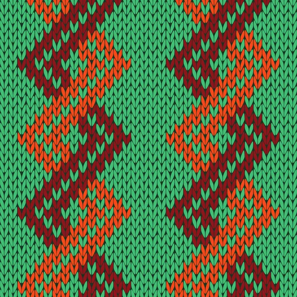 Tricot motif zigzag sans couture en vert, orange et brun — Image vectorielle