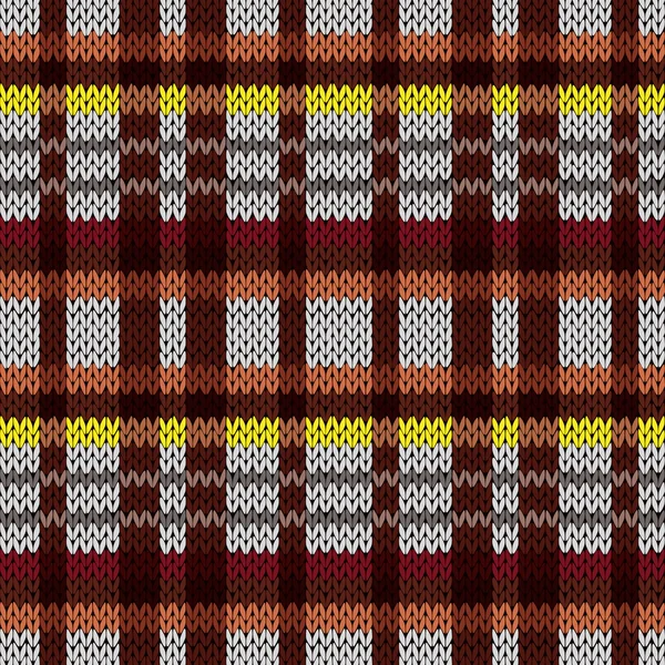Tricô padrão sem costura nas cores marrom, vermelho, amarelo e cinza —  Vetores de Stock