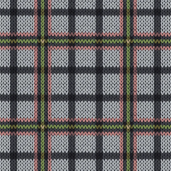 柔和的粉色、 绿色和灰色色调针织无缝模式 — 图库矢量图片
