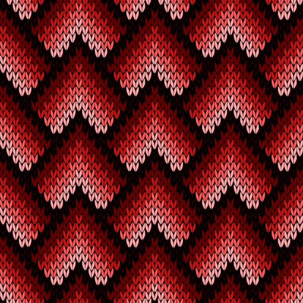 Patrón sin costura de punto adornado abstracto en tonos rojos — Archivo Imágenes Vectoriales