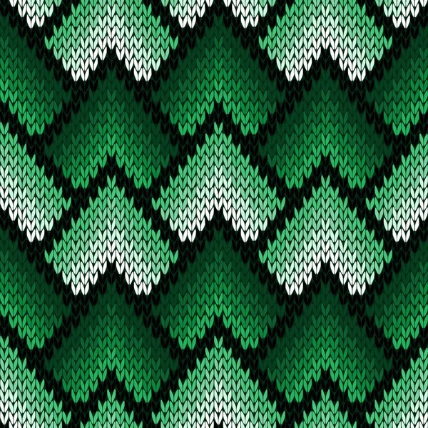 Patrón sin costura de punto adornado abstracto en tonos verdes — Vector de stock