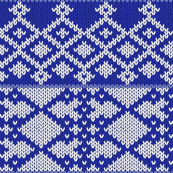 Вязание украшены плавный узор в светло-голубой и белый цвета — стоковый вектор