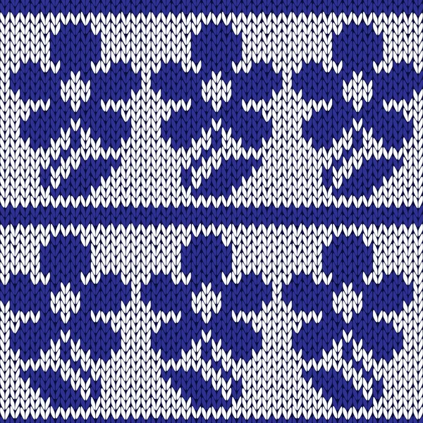 Tejer patrón colorido sin costuras adornado con flor azul oscuro — Vector de stock