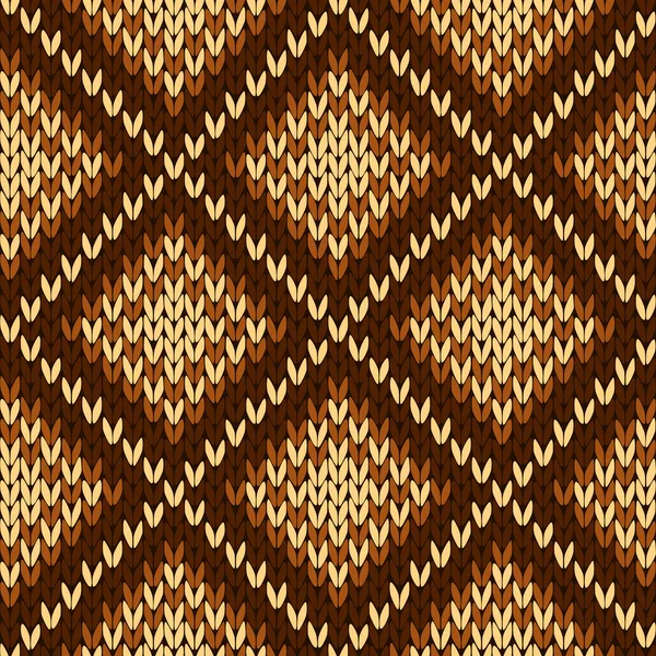 Tricot motif orné sans couture dans différentes teintes de brun — Image vectorielle