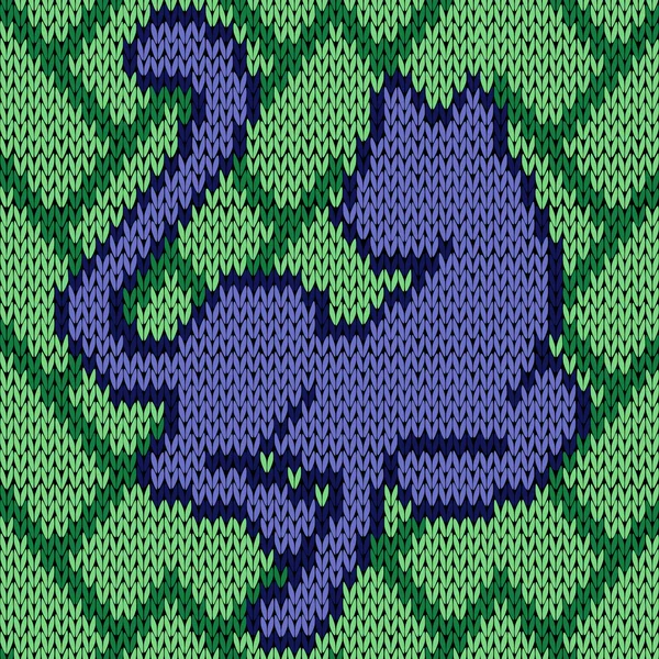 Vzor bezešvé pletení s modrou kočkou nad zelená — Stockový vektor