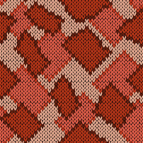Tricoter sans couture motif scrappy dans des teintes chaudes — Image vectorielle