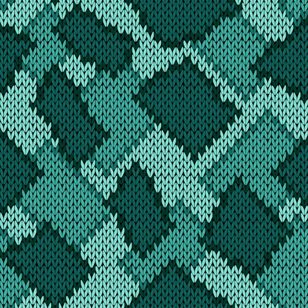 Knitting seamless scrappy pattern in turquoise hues — ストックベクタ