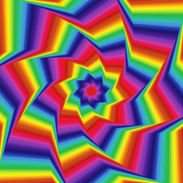 ぐるぐる回るスペクトル色八角形スター フォーム — ストックベクタ