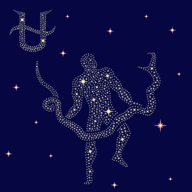 Alternative Zodiac sign Ophiuchus on the starry sky clipart