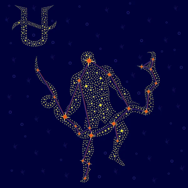 Alternative Zodiac sign Ophiuchus over starry sky — Stock Vector