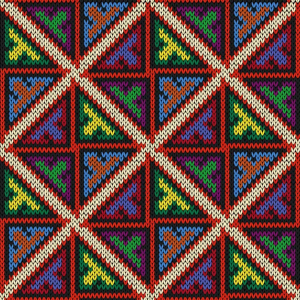 Tricotado multicolor geométrico sem costura motley padrão — Vetor de Stock