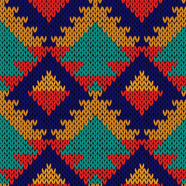 Nahtlos gestrickte mehrfarbige geometrische kunterbunte Muster — Stockvektor