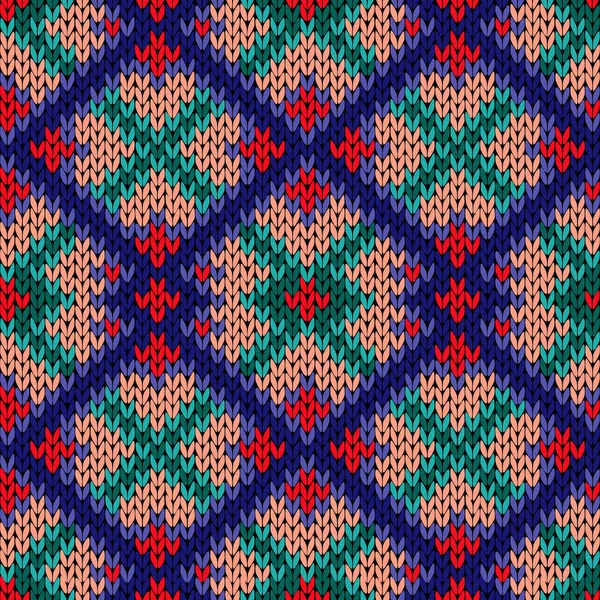 Naadloos gebreide rhombus kleurrijke patroon — Stockvector