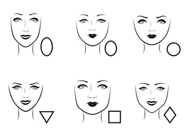Set of six human face types clipart