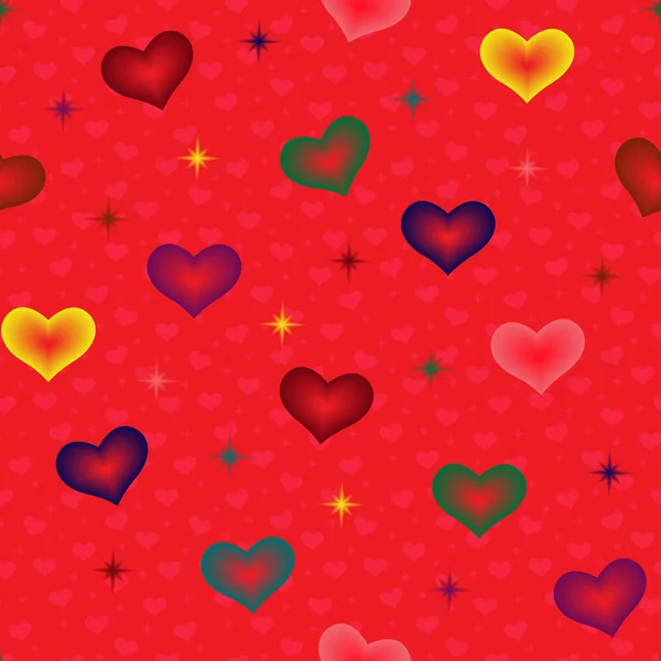 Padrão sem costura Valentine com corações coloridos —  Vetores de Stock