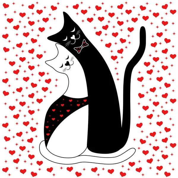 Cat Couple in Love — Stock Vector