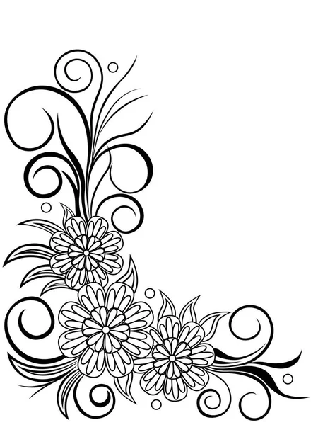 Hoja con diseño de esquina floral — Vector de stock