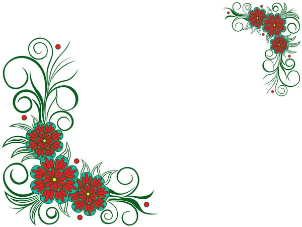 Carte postale avec motif d'angle en feuille florale — Image vectorielle