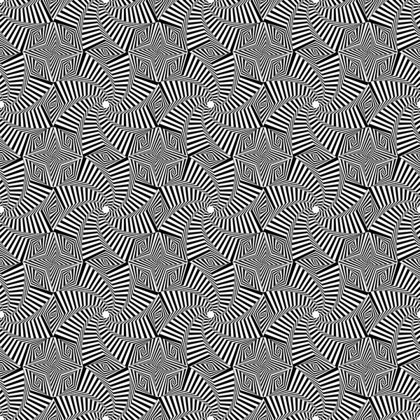 Seamless pattern with rotating monochrome stars — Stock Vector