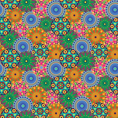 Çok renkli geometrik çiçekler ile Seamless Modeli 