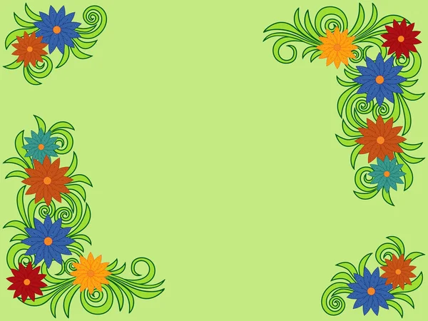 인사말 카드와 다채로운 꽃 패턴 — 스톡 벡터