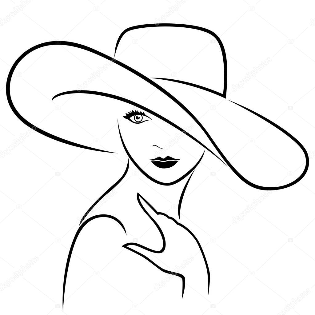 Attractive girl in wide-brimmed hat