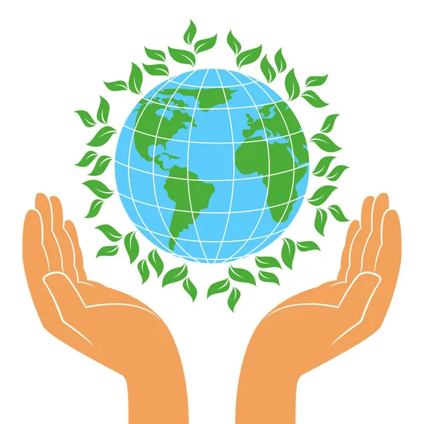 Green Earth w ludzkich rąk — Wektor stockowy