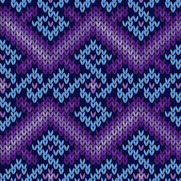 在蓝色和紫色华丽针织无缝模式 — 图库矢量图片