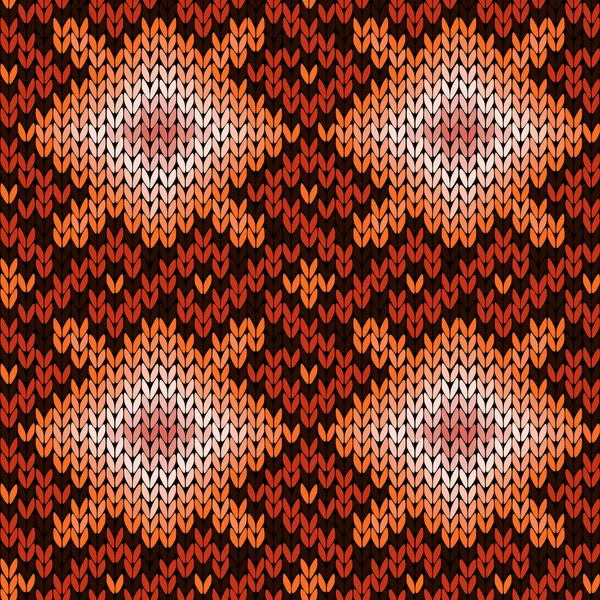 Tricot décoré motif sans couture dans des teintes chaudes — Image vectorielle